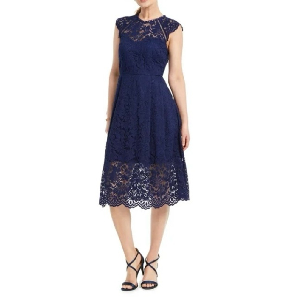 Vince Camuto Blue Lace Midi Dress